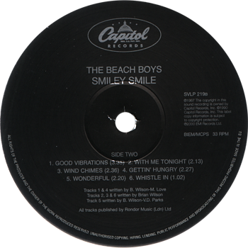 The Beach Boys on Capitol Records US盤 BEACH BOYS/SMILEY SMILE
